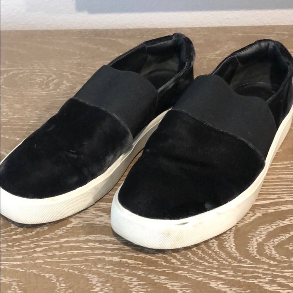 Vince slip on sneakers in black velvet